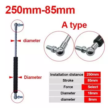 2 шт. 18*8 пружинный газовый складной шарнир ход 50-500N усилие подъема опорное отверстие Центральное расстояние 200-300 мм расстояние хода 60-110 мм