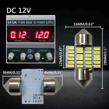 2 шт. 1,44 Вт, 28 мм, 31 мм, 3014 24SMD 6000K C5W C10W, гирлянда, светодиодная внутренняя карта, купольная дверная панель для чтения, лампы белого цвета, 12 В постоянного тока
