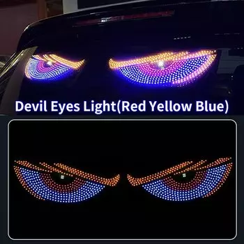 2 шт. 24 В 12 В USB светодиодный динамический светильник Devil Eye с большими глазами дьявола для автомобилей Программируемый оконный экран Светодиодный дисплей Многорежимный для грузовика