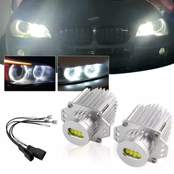 2 шт., 6000K, белый, 5000LM, чипы XBD, светодиодный светильник Angel Eye Halo для BMW 04-08 E90/E91 LCI, модели галогенных фар
