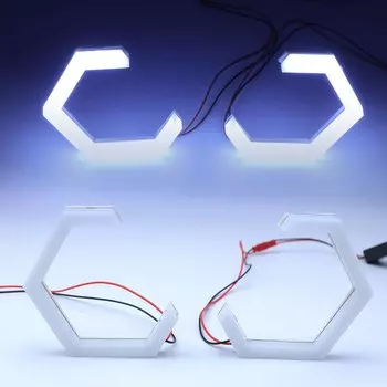 2 шт. 70 мм 80 мм 90 мм Шестигранная фотолампа с ангельскими глазами кольца с ореолом RGB/белые DRL фары головного света проектор для мотоцикла автомобиля украшение автомобиля