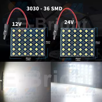 2 шт. AC DC 12 В 24 В Festoon 3030 36 SMD T10 W5W Светодиодные лампы Грузовик Дверь автомобиля Номерный знак Подсветка купола Бенеполярный белый 6500K