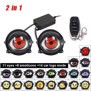 2 шт. автомобильные динамические дьявольские глаза мото декоративные фары демон глаз универсальная модификация фары 3D дизайн линз дистанционное управление