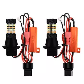 2 шт. автомобильные дневные ходовые огни светодиодные DRL P21W PY21W 1156 авто фары белый 7440 T20 Canbus указатель поворота желтые стоп-сигналы 12 В