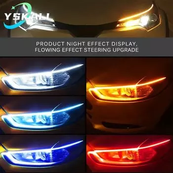 2 шт. автомобильные DRL гибкие водонепроницаемые фары светодиодные ленты универсальные авто фары RGB указатель поворота желтые стоп-сигналы