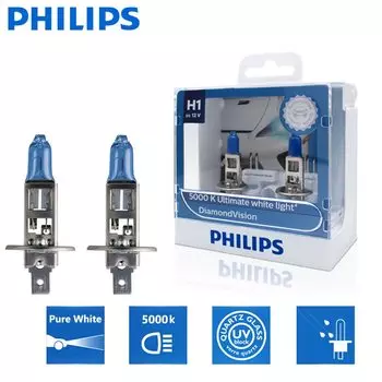 2 шт., автомобильные галогенные лампы Philips H1 12 В 55 Вт P14, 5000 К