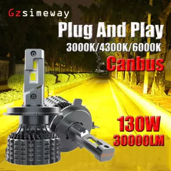 2 шт., Автомобильные светодиодные лампы 130 Вт H7 Canbus H1 H3 H4 H8 H11 9005 9006 HB4 9012 881 K 3000 лм Turbo 4300K 6000K
