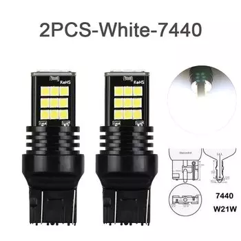 2 шт., Автомобильные светодиодные лампы 7440 24SMD T20 3030 W21W W21/5W 12 В