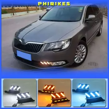 2 шт., автомобильные водонепроницаемые светодиодные дневные ходовые огни для Skoda Superb 2013-2015