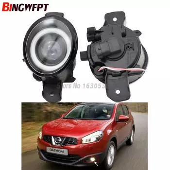 2 шт. автомобильный Стайлинг Angel eye + светодиодные противотуманные фары для NISSAN QASHQAI/QASHQAI +2 (J10,JJ10) 2007-12, левый и правый передний бампер, противотуманные фары