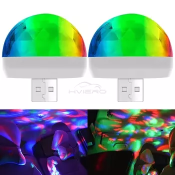 2 шт. автомобильный светодиодный USB окружающий мини-грибной светильник 5 В DJ RGB красочный музыкальный звук праздничная вечеринка атмосфера лампа Добро пожаловать декоративная