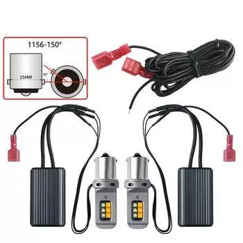 2 шт. Ba15s BAU15S 1156 P21w Py21w S25 T20 W21W WY21W 7440 Дневные ходовые огни Двухрежимный DRL Белый Янтарный Cree