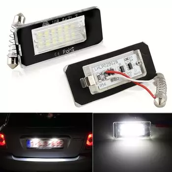 2 шт., белые 18SMD автомобильные светодиодные лампы освещения номерного знака, бусины для Mini Cooper R56 R57 R58 R59, источник света автомобиля, без ошибок