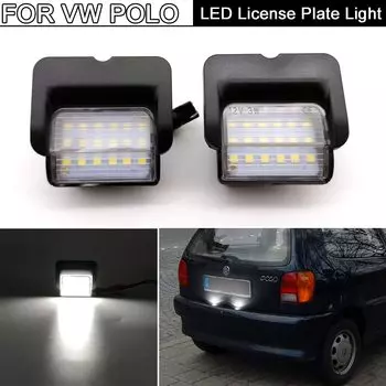 2 шт., белый светодиодный светильник номерного знака без ошибок, лампа номерного знака для VW Polo 6N 1994 1995 1996 1997 1998 1999