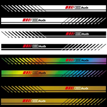 2 шт., боковая юбка на дверь автомобиля, наклейка на кузов, виниловая полосатая наклейка, аксессуары для Audi A4 A3 A5 A6 A1 A7 A8 Q2 Q3 Q5 Q7 Quattro RS S Line