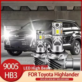 2 шт. CANbus 6500K светодиодные фары дальнего света белые HB3/9005 для Toyota Highlander 2014 2015 2016 2017 2018 2019 2020