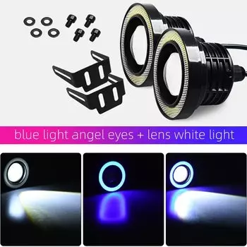 2 шт. COB Светодиодный фонарь ангельские глазки Водонепроницаемая Автомобильная дневная ходовая фара для вождения авто противотуманная фара 64 мм 76 мм 89 мм Универсальная 12 В