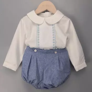 2 шт., детская хлопковая рубашка с длинным рукавом и шорты