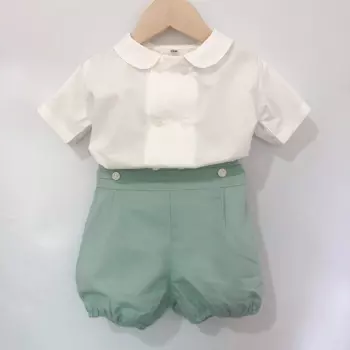 2 шт., детская хлопковая рубашка с коротким рукавом и шорты