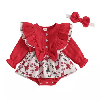 2 шт., Детский комбинезон с длинным рукавом и оборками