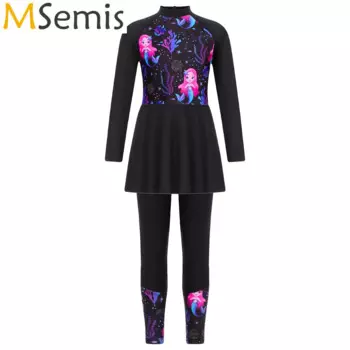 2 шт., детский купальник с длинным рукавом и принтом