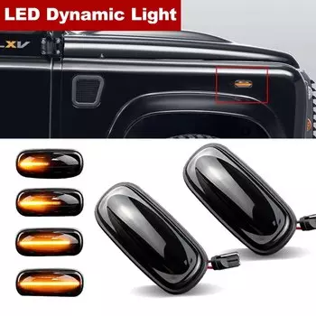 2 шт. для Land Rover Defender Freelander Discovery 2 с дымчатыми линзами, светодиодный боковой габаритный фонарь, динамический янтарный указатель поворота без ошибок