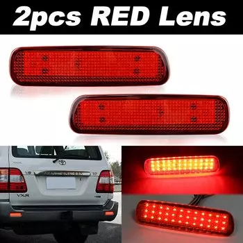 2 шт. для Lexus LX470 1998-2007 для Toyota Land Cruiser, отражатель заднего бампера, светодиодные стоп-сигналы, красные/дымчатые линзы