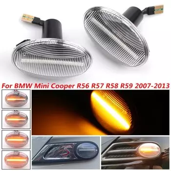 2 шт. для MINI Cooper R55 R56 R57 R58 R59 CL-R56-LSM-SM светодиодный динамический боковой габаритный указатель поворота последовательный мигающий свет