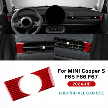 2 шт. для Mini Cooper S F65 F66 F67 2024 2025 на приборную панель, боковое вентиляционное отверстие, наклейка из настоящего мягкого углеродного волокна, аксессуары