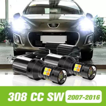 2 шт. для Peugeot 308 CC SW 2007-2016 двухрежимный светодиодный указатель поворота + дневные ходовые огни DRL 2010 2011 2012 2013 2014 аксессуары
