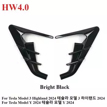 2 шт. для Tesla Model Y/3 Highland 2024 Автомобильная боковая крышка панели, спойлер, боковой знак Thunder, пылезащитный чехол из углеродного волокна, крышка камеры