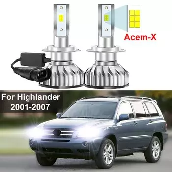2 шт. для Toyota Highlander 2001 2002 2003 2004 2005 2006 2007 Светодиодная лампа фары дальнего и ближнего света с бриллиантовыми ЧИПАМИ Canbus 6000K