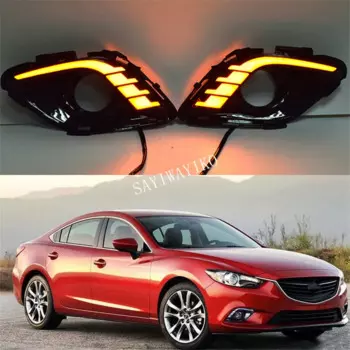 2 шт. DRL для Mazda 6, мазда 6, Atenza 2013, 2014, 2015, СВЕТОДИОДНЫЙ DRL дневные ходовые огни, Дневной светильник, противотуманный светильник, крышка