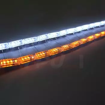 2 шт. DRL гибкие хрустальные светодиодные ленты дневные ходовые огни указатель поворота струящиеся автомобильные передние фары 16 светодиодов белый/янтарный