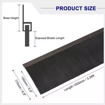 2 шт. дверная щётка уплотнительная задвижка Нижняя уплотнительная полоса черноволоконная пробка щетка h-образная с нейлоновой щёткой для зачистки погоды антизвуковой