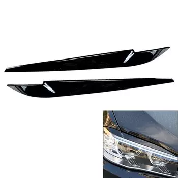 2 шт., глянцевая черная накладка на переднюю фару автомобиля BMW X5 F15 X6 F16 2014 2015 2016 2017 2018
