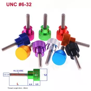 2 шт. UNC #6-32 резьба алюминиевый высокоступенчатый винт для большого пальца 12x6 мм накатанная головка ручная затяжка винт Резьба из нержавеющей стали 4-40 мм