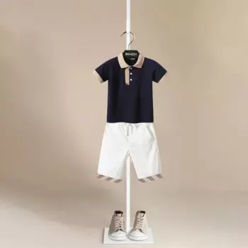 2 шт., хлопковая Футболка-поло с рукавами и шорты