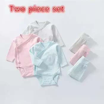 2 шт./комплект, детский хлопковый комбинезон с длинным рукавом