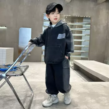 2 шт./комплект, детский хлопковый спортивный костюм с капюшоном и штаны