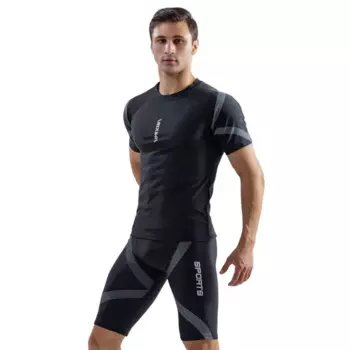 2 шт./комплект, Мужской мягкий купальник с принтом и коротким рукавом