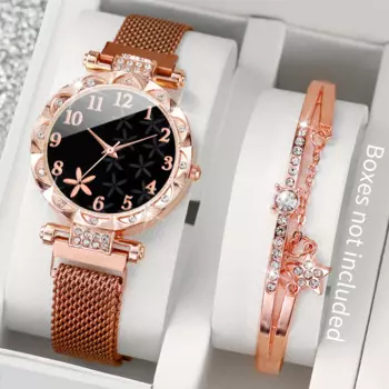 2 шт./комплект, женские кварцевые часы с магнитным ремешком