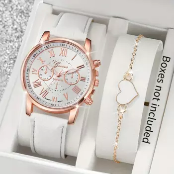 2 шт./комплект, Женские кварцевые наручные часы из ПУ кожи