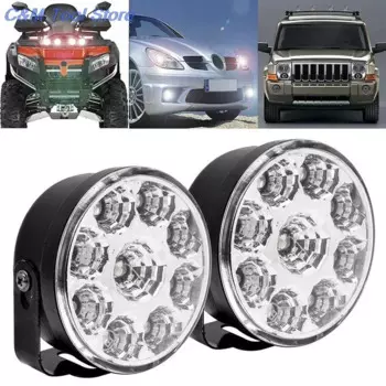 2 шт./лот, 9 светодиодов, DRL, круглые Автомобильные противотуманные фары, дневные ходовые огни, фары белого цвета