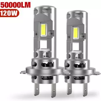 2 шт. Мини H7 светодиодные лампы для фар Беспроводная 120 Вт 50000LM CSP Автомобильные диодные лампы с вентилятором H7 Turbo Led 12 В 6500 К Белый