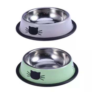 2 шт. миска для кошек из нержавеющей стали для блюда, вода, миска для корма для собак, кормушка для котят и кошек (серый и зеленый)