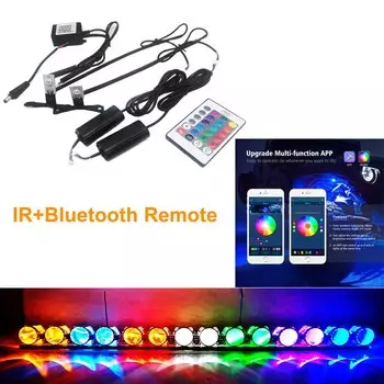 2 шт. многоцветные светодиодные фары Devil Eyes Demon Evil Eyes DRL Led Bluetooth беспроводной пульт дистанционного управления RGB фары мотоциклетный проектор автостайлинг