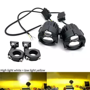 2 шт. мотоциклетные лазерные фары дальнего света белые 24000Lm желтые для автомобиля светодиодные вспомогательные противотуманные фары в сборе дальность действия 2000 м