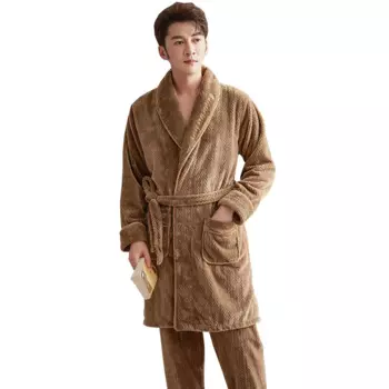 2 шт., Мужская Фланелевая пижама с длинным рукавом и брюки