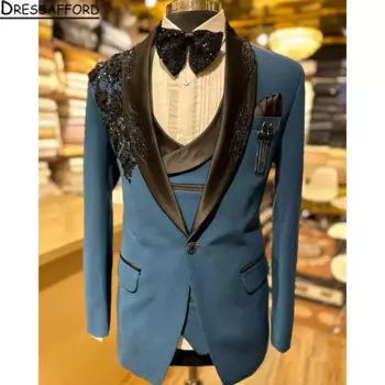 2 шт., Мужской Блейзер и брюки, с 3d-аппликацией